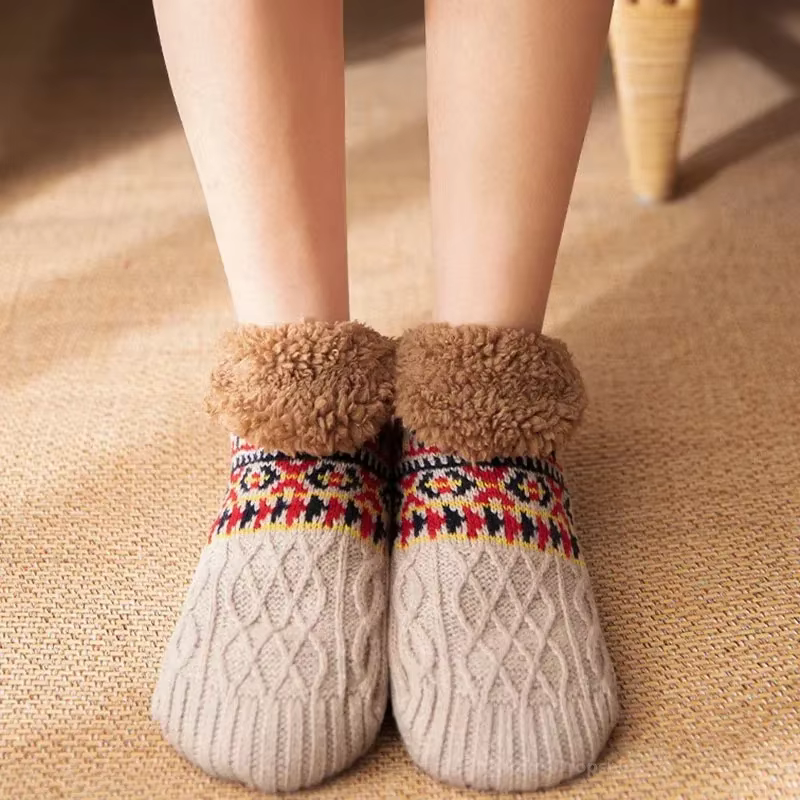 Pantoufles d'intérieur d'hiver pour hommes, chaussettes de sol pour adultes, maison, chambre à couch