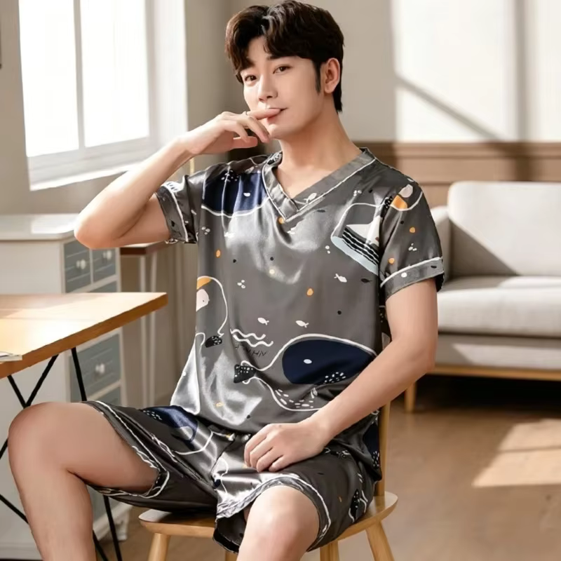 Ensemble de pyjama grande taille pour homme – Nouvelle collection été – Imprimé tendance – Vêtements