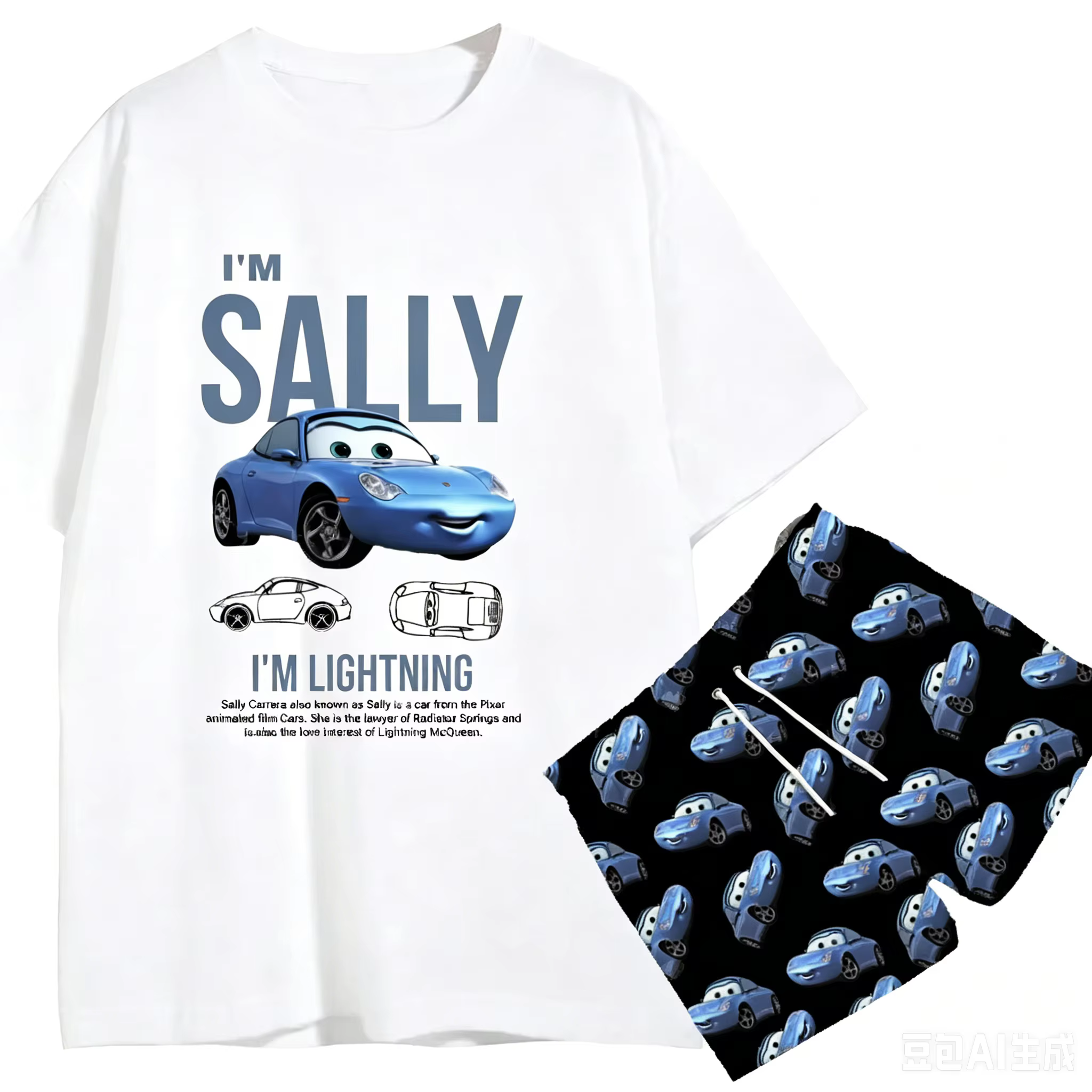 Nouvel ensemble pyjama assorti pour couples McQueen et Sally, été 2026 – T-shirt et short pour homme
