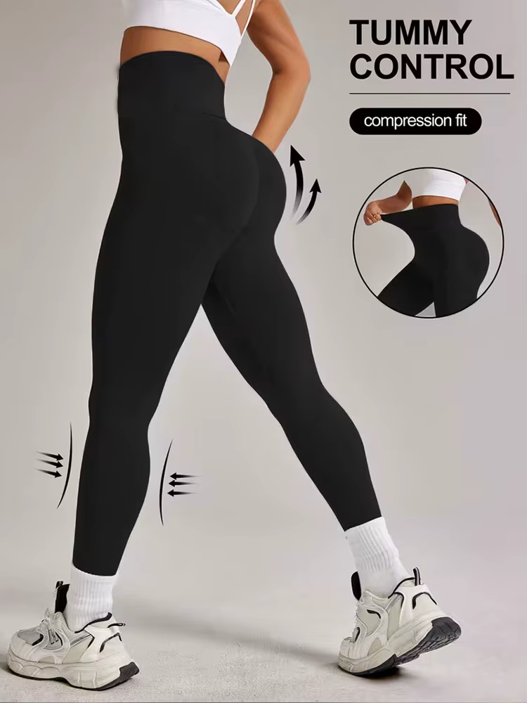 Pantalon de yoga nu sans couture, taille haute, legging serré de sport, tissu extensible à séchage r