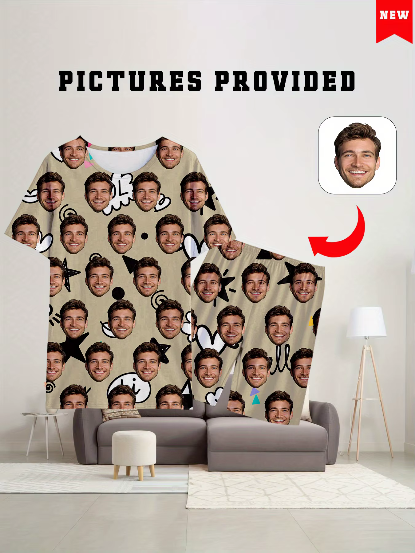 Photo personnelle personnaliser pyjamas confortable ample maison ensemble saint valentin cadeau homm
