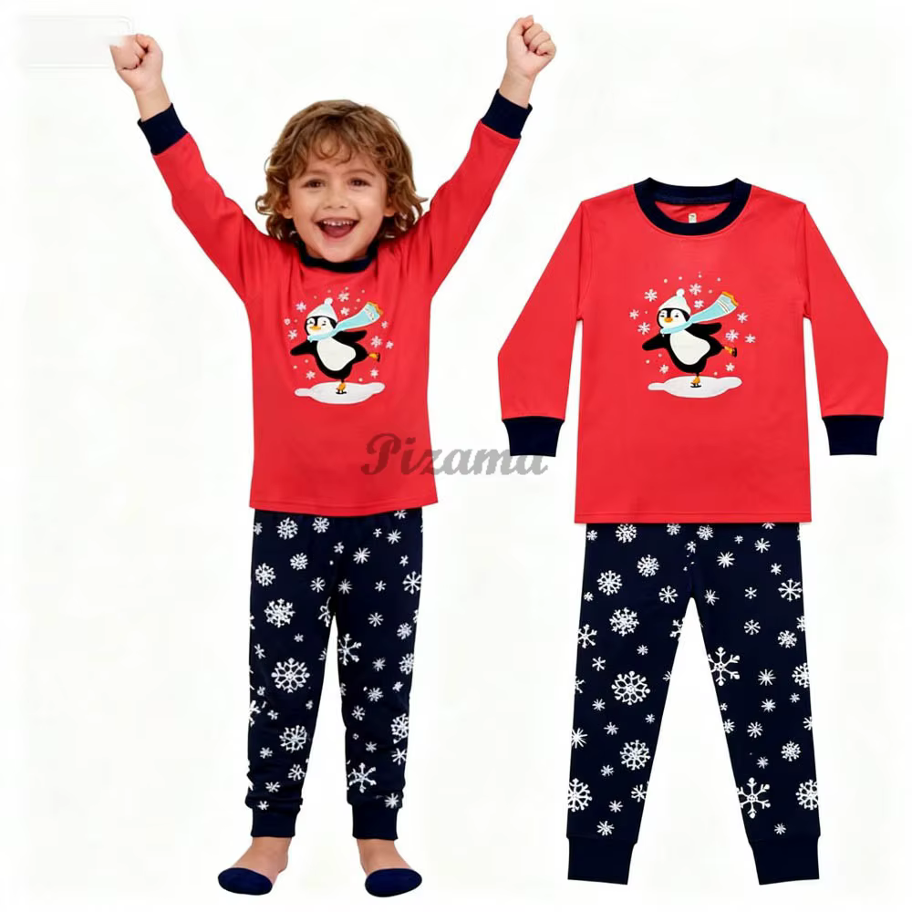100 coton filles pyjamas de noël ensembles enfants Pyjamas pingouin bonhomme de neige Pijama noël Ho