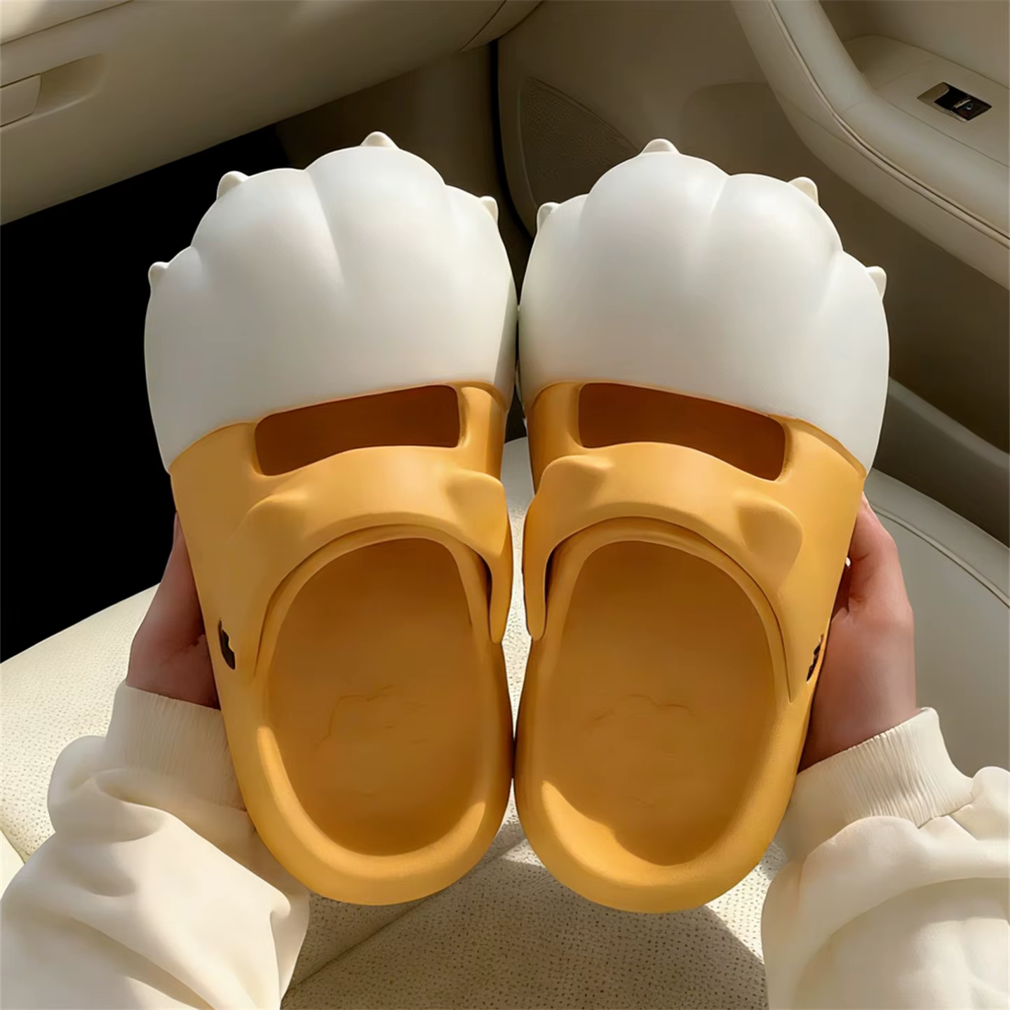 Chaussons d'intérieur et sandales d'été pour femme, motif patte de chat, style nuage, antidérapants,