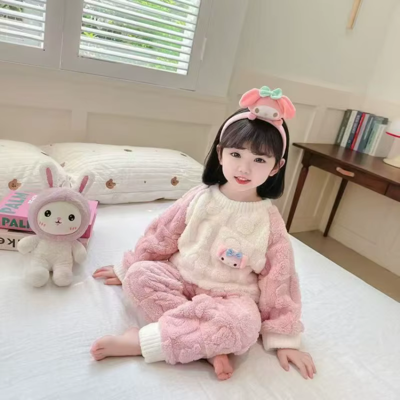 Pyjamas pour hommes et femmes en molleton de corail automne et hiver 2025 nouveau bébé hiver flanell