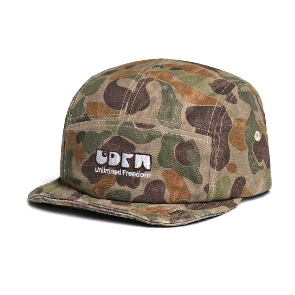 Casquette de baseball vintage camouflage 5 panneaux pour hommes et femmes, lettres brodées, coton et