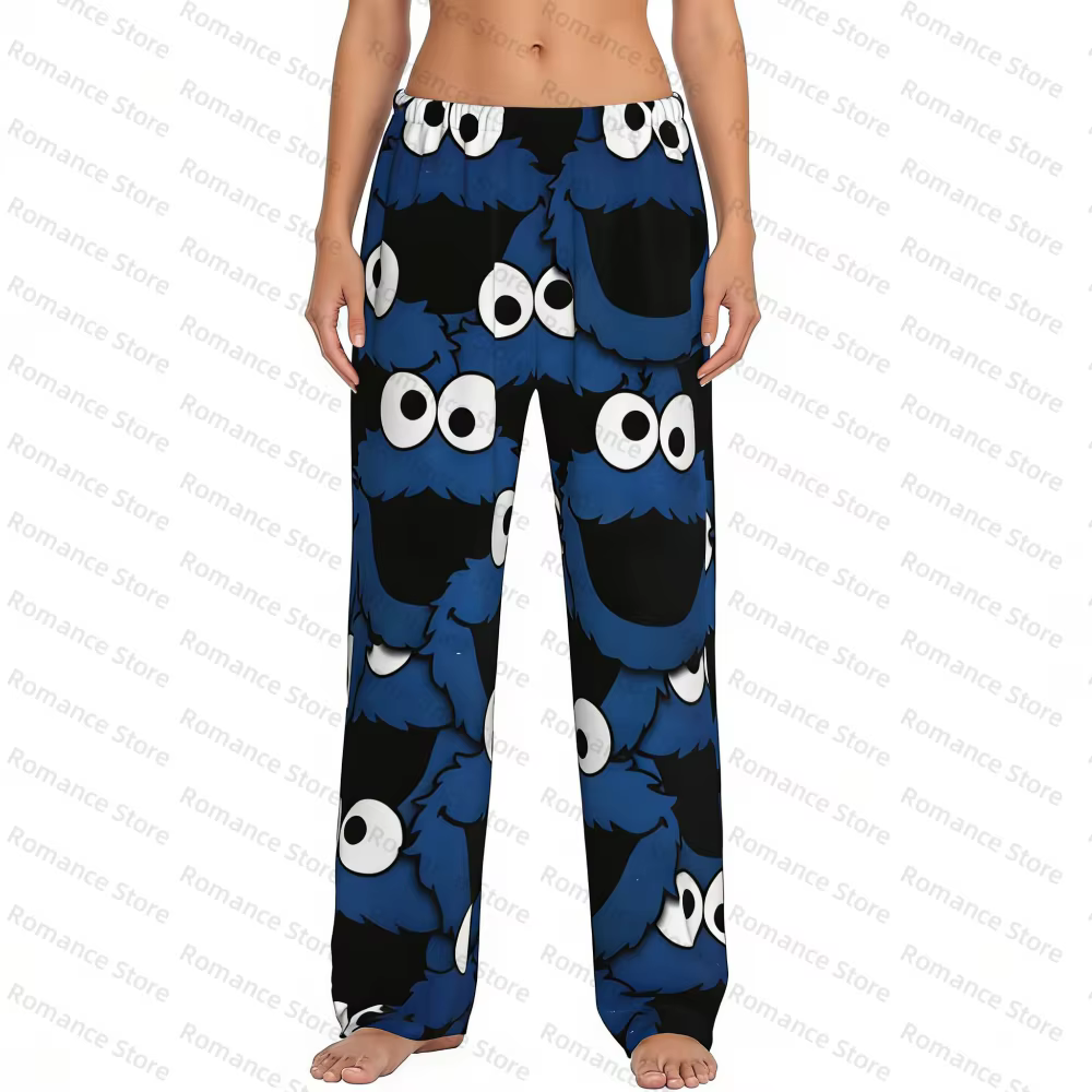 Pantalon de pyjama Monster-C-cookies pour femme, vêtement de nuit éducatif, bas de pyjama extensible