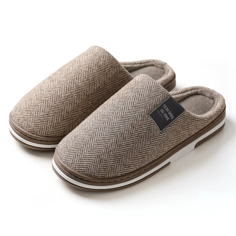 Pantoufles d'hiver chaudes en coton pour hommes et femmes, pantoufles plates pour Couples, diapositi