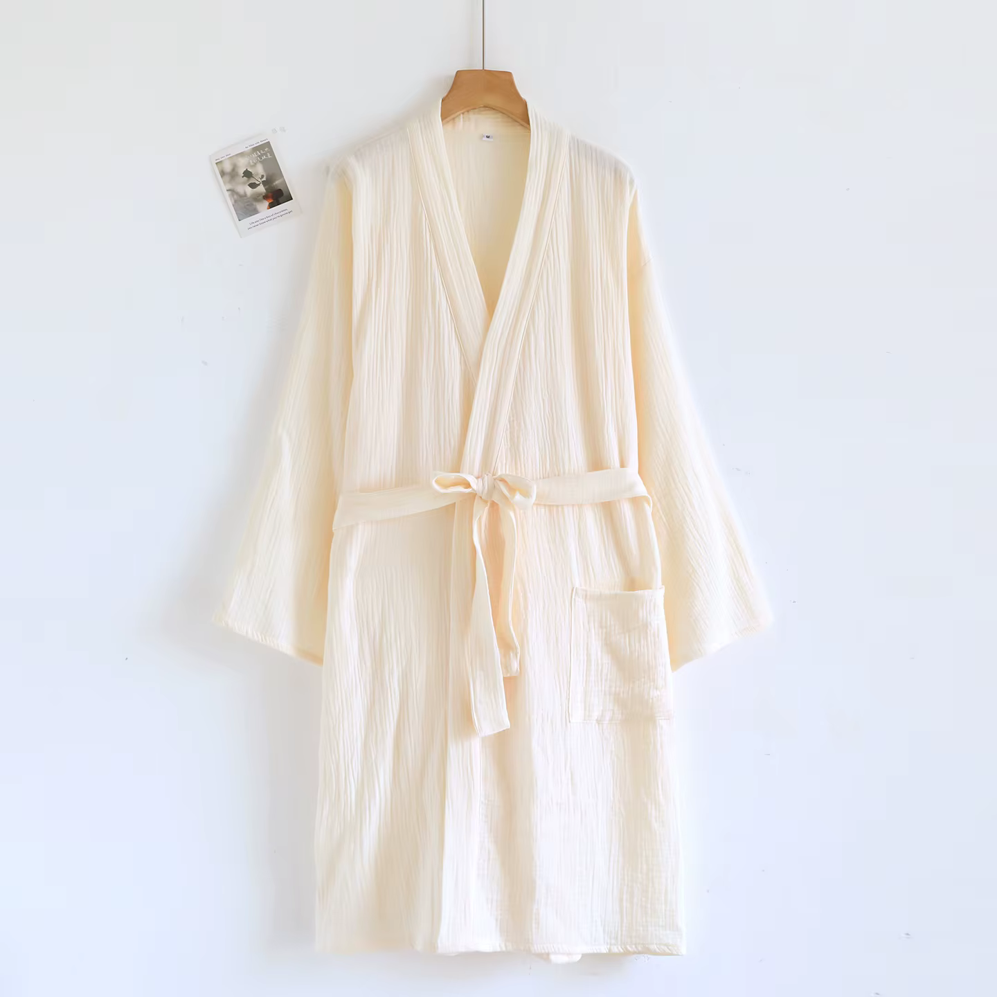 Robe Kimono en coton délavé pour femmes, Double gaze douce, peignoir de Spa, col en V, minimaliste, 