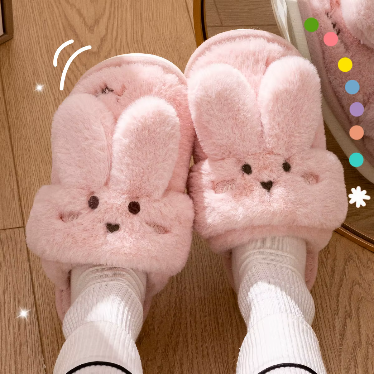 Chaussons d'hiver chauffants pour femmes et hommes - Bottines en fourrure épaisse avec semelle antid