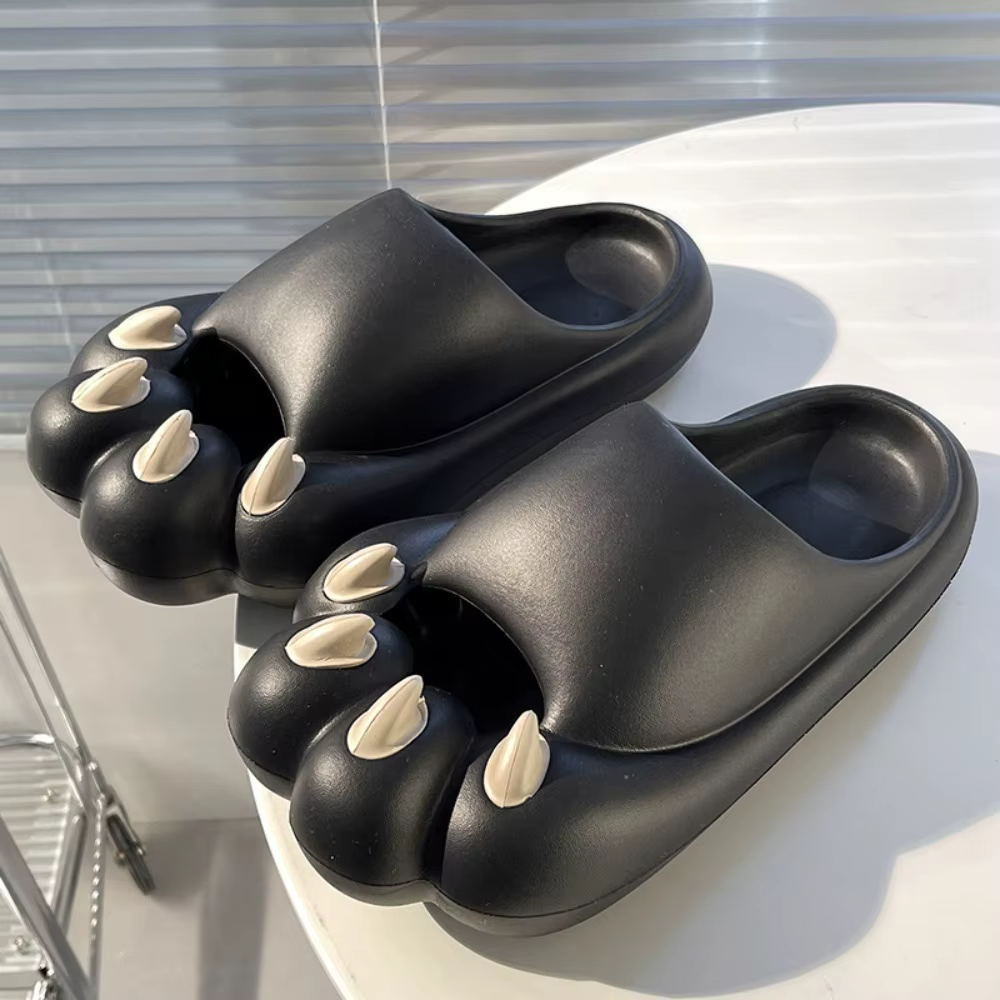 Pantoufles créatives décontractées en forme de patte de chat, semelle souple et épaisse, pantoufles 