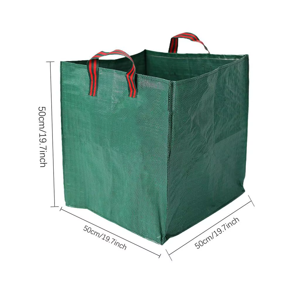 Sac poubelle de jardin carré robuste, sac tissé en PP, réutilisable, grande rue, pelouse, piscine, d