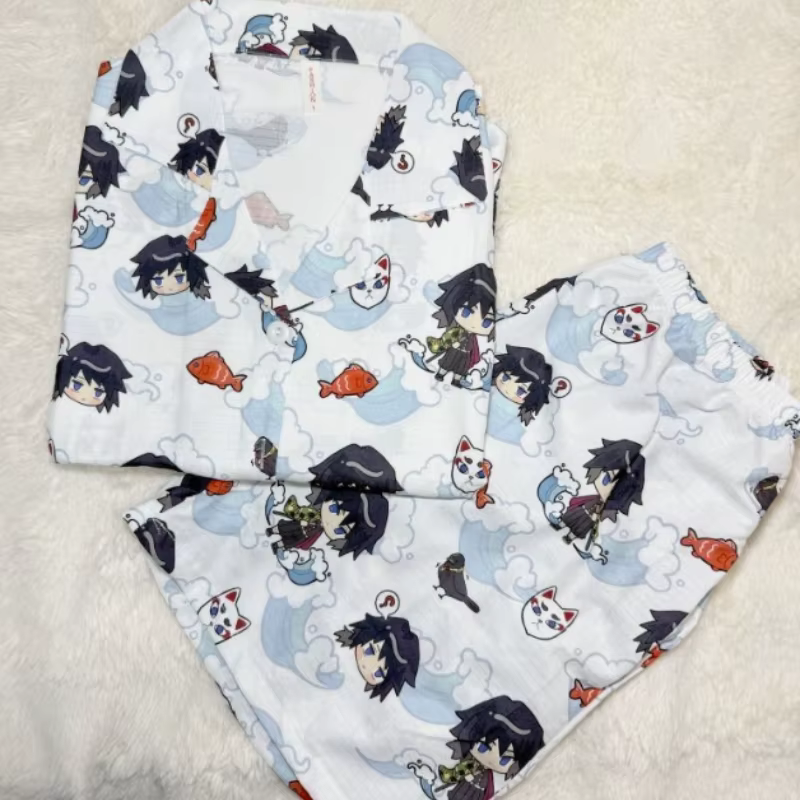 Ensemble pyjama Demon Slayer Mitsuri pour femmes, vêtements de détente 2 pièces, Agatsuma Zenitsu Y2