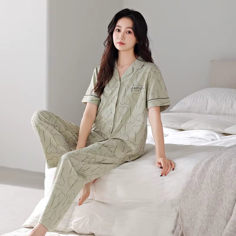 Ensemble pyjama grande taille M-3XL pour femmes, 100% coton, manches courtes, loisirs, été