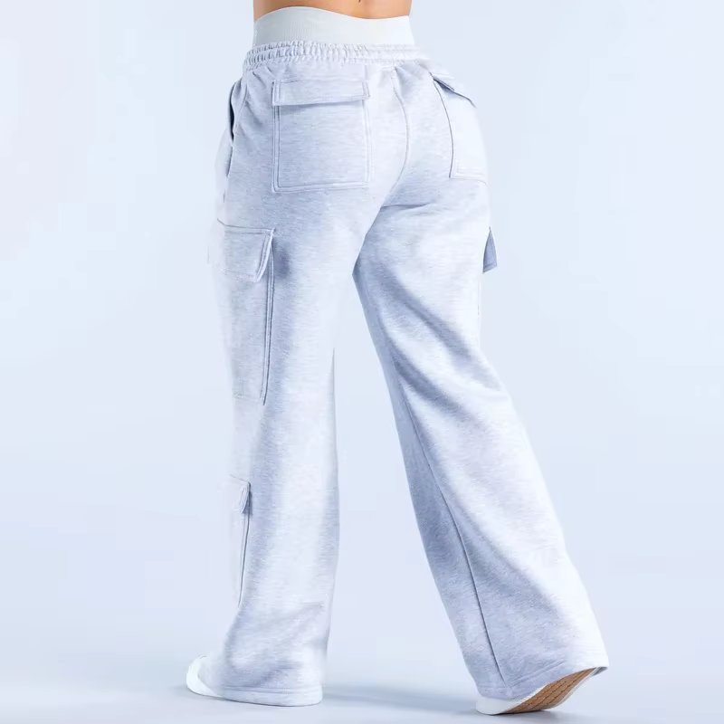 Pantalon de jogging décontracté pour femme, sans logo, taille basse, avec ceinture, coupe droite et 