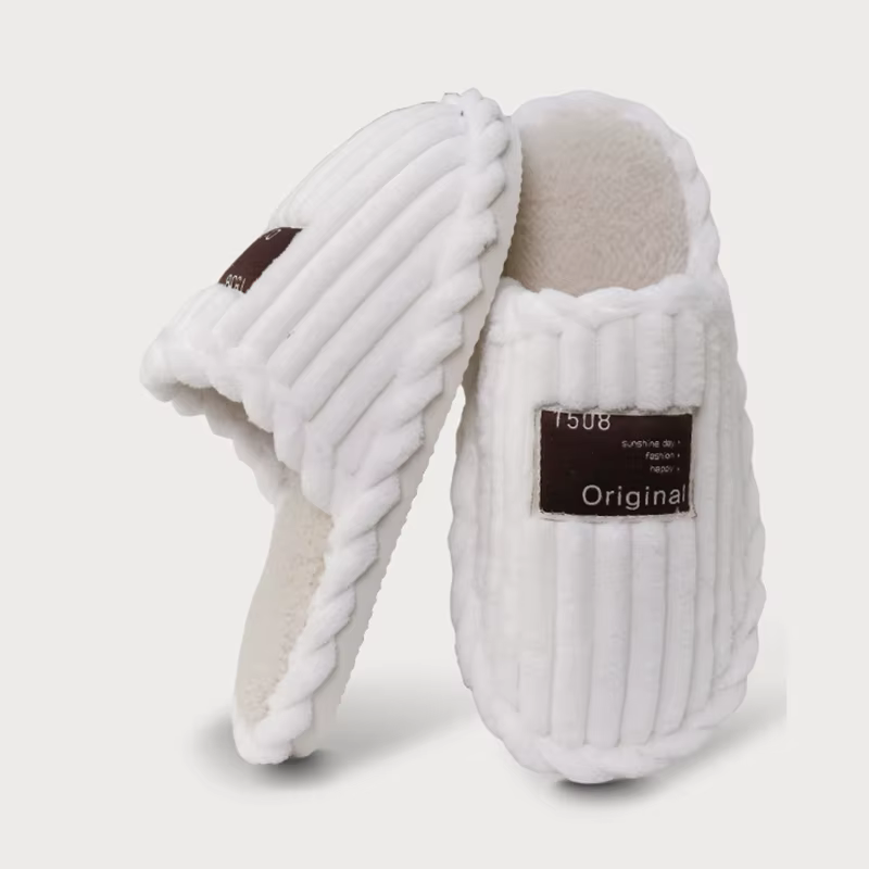 Pantoufles d'intérieur en velours côtelé pour femme, légères, à semelle souple, chaudes, en coton, a