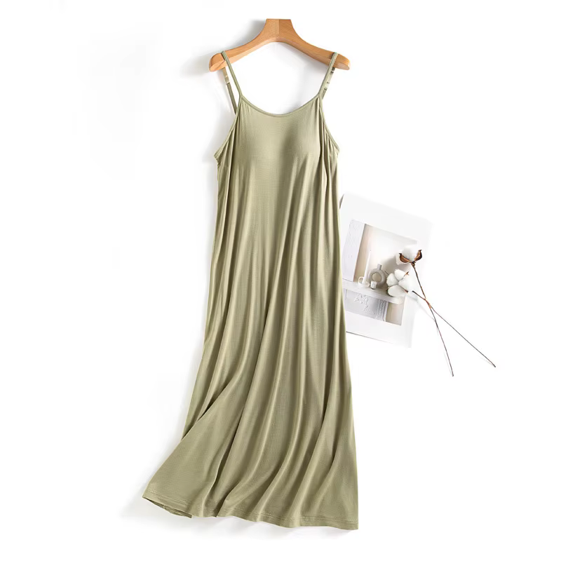 Chemise de nuit grande taille pour femmes, vêtements de maison en modal, chemise de nuit à bretelles