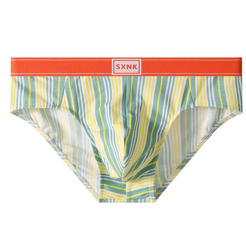 Caleçons sexy en coton pour hommes avec poche U, taille mi-haute, rayés, doux, respirants, rehausseu