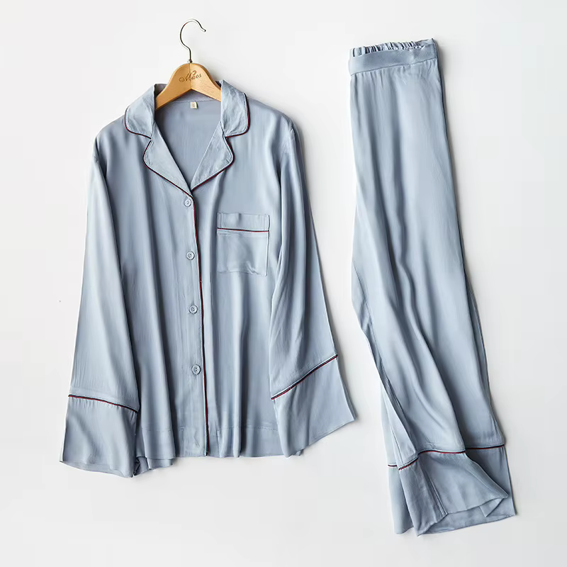 Pyjama Élégant en Viscose à Manches sulfpour Femme, Vêtement de Nuit en Satin, Couleur Unie, pour la