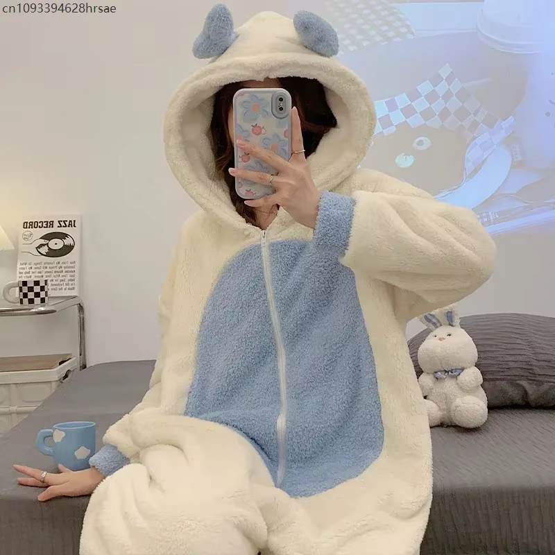 Hiver adulte Kigurumis femmes Pijama Onesie combinaisons dessin animé vêtements de nuit Pyjama épais