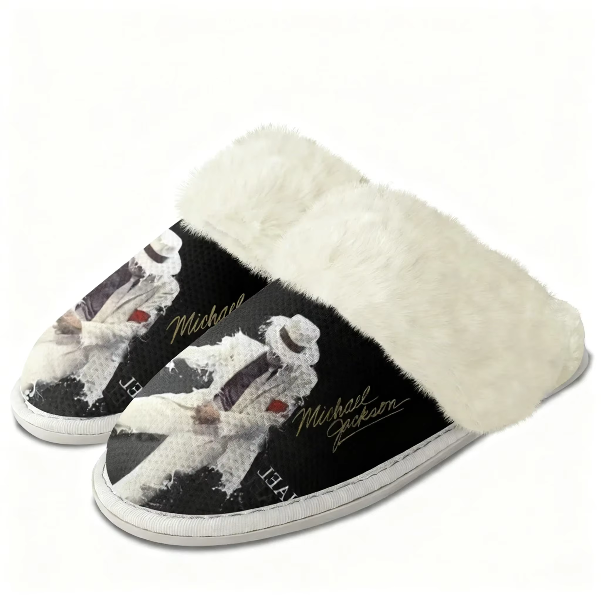 Pantoufles en peluche Michael Jackson, chaussures chaudes pour la maison, pantoufles légères thermiq
