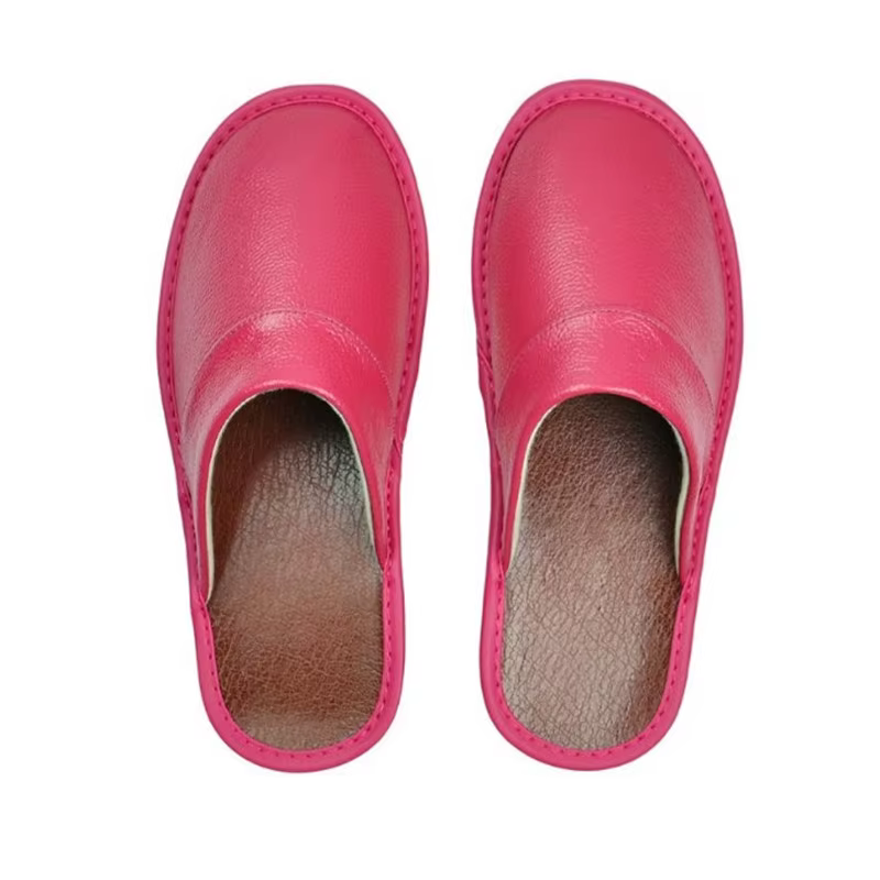 Pantoufles en cuir PU pour hommes et femmes, grandes tailles, chaussures d'intérieur de luxe, plates
