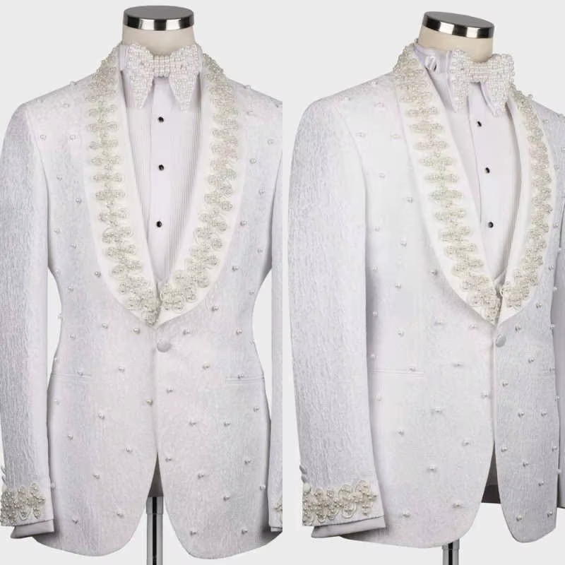 Costumes de mariage blancs pour hommes, blazer en coton tendance, sur mesure, veste de marié, pantal