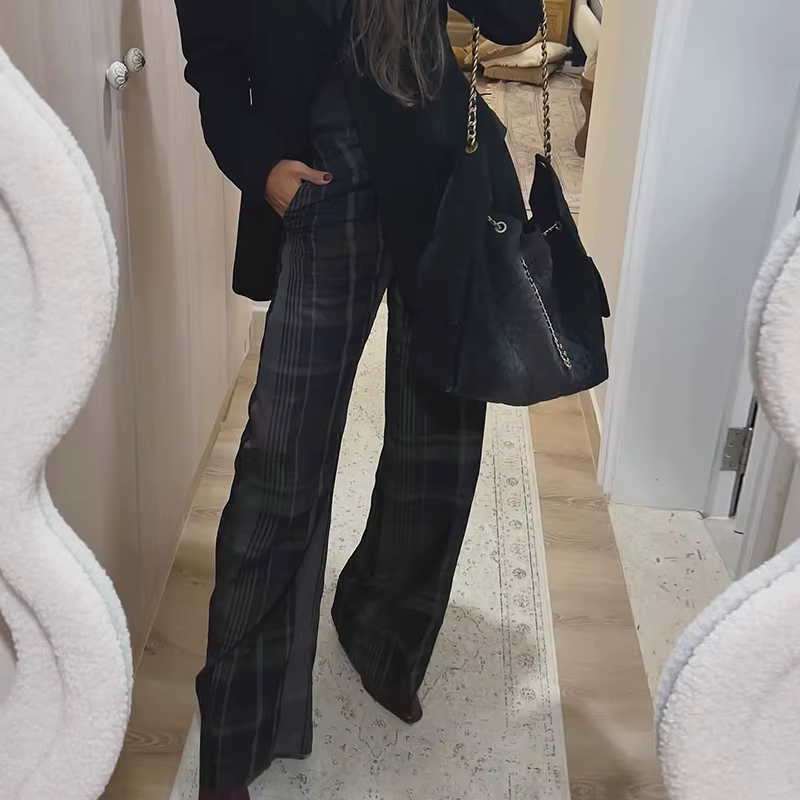 Ensemble deux pièces pour femmes, vêtements assortis, Slim, à carreaux, asymétrique, épaules dénudée