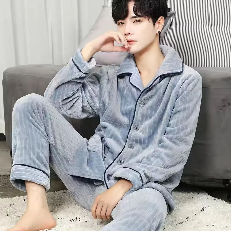 Nouveaux ensembles de pyjamas en flanelle pour hommes 2025 – Collection automne-hiver – Chauds, épai