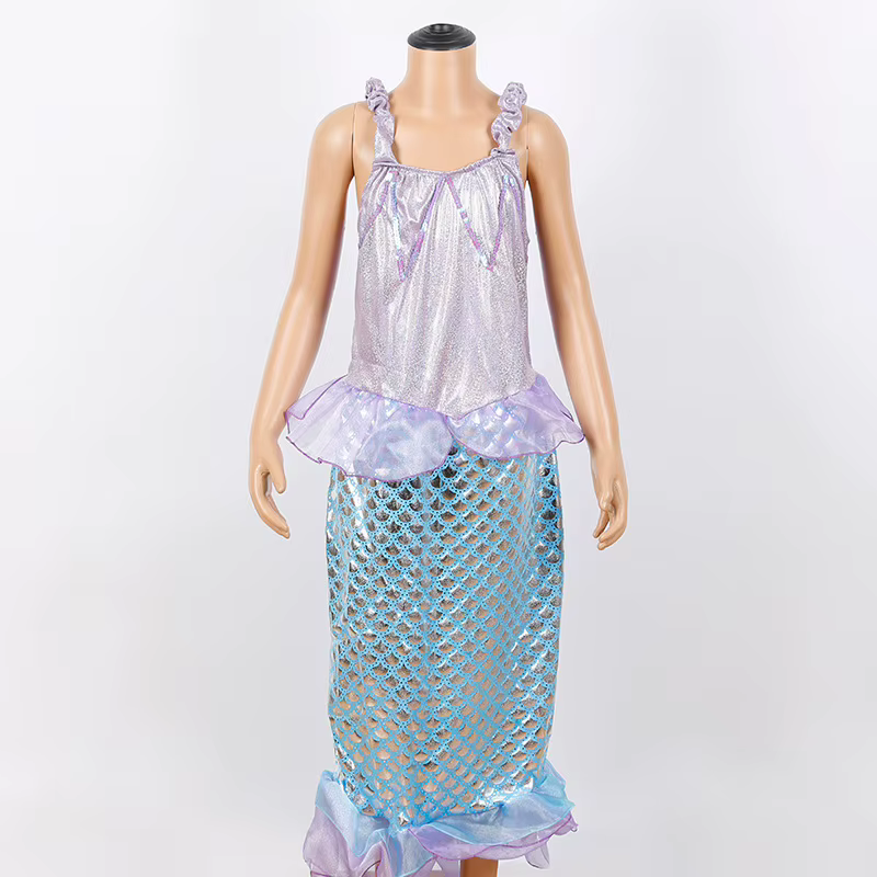 Robe princesse sirène pour filles, petite beauté, écailles de poisson, robe de fête d'anniversaire à