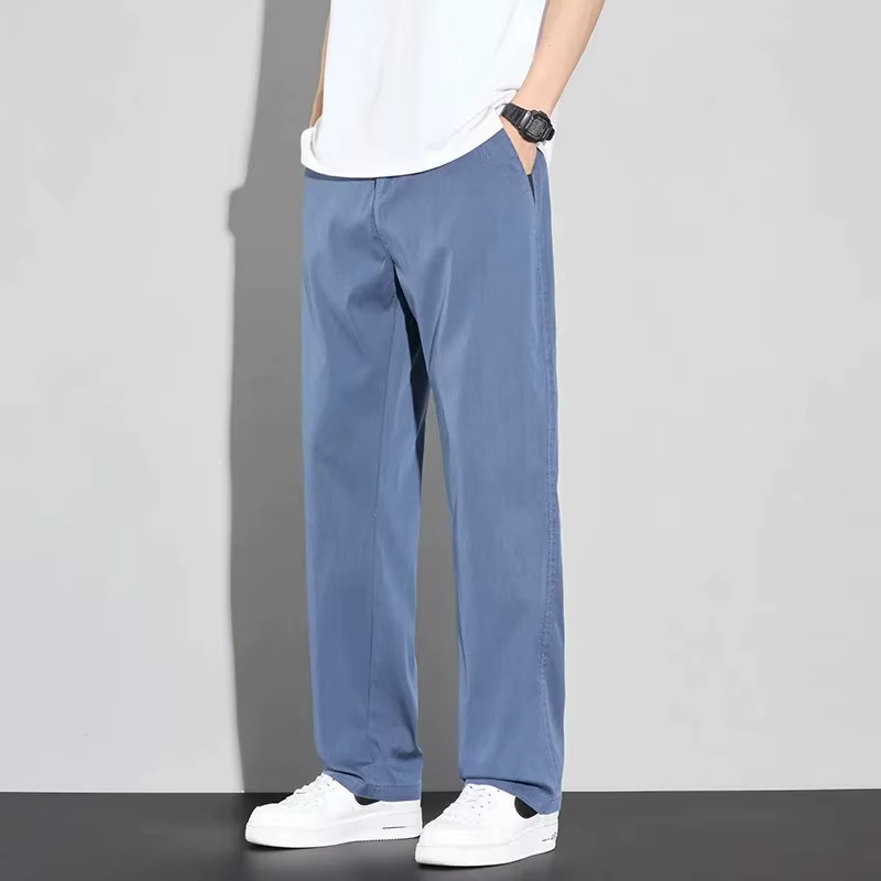 Pantalon décontracté pour homme en lyocell doux, fin, été 2026, confortable, tendance, couleur unie,