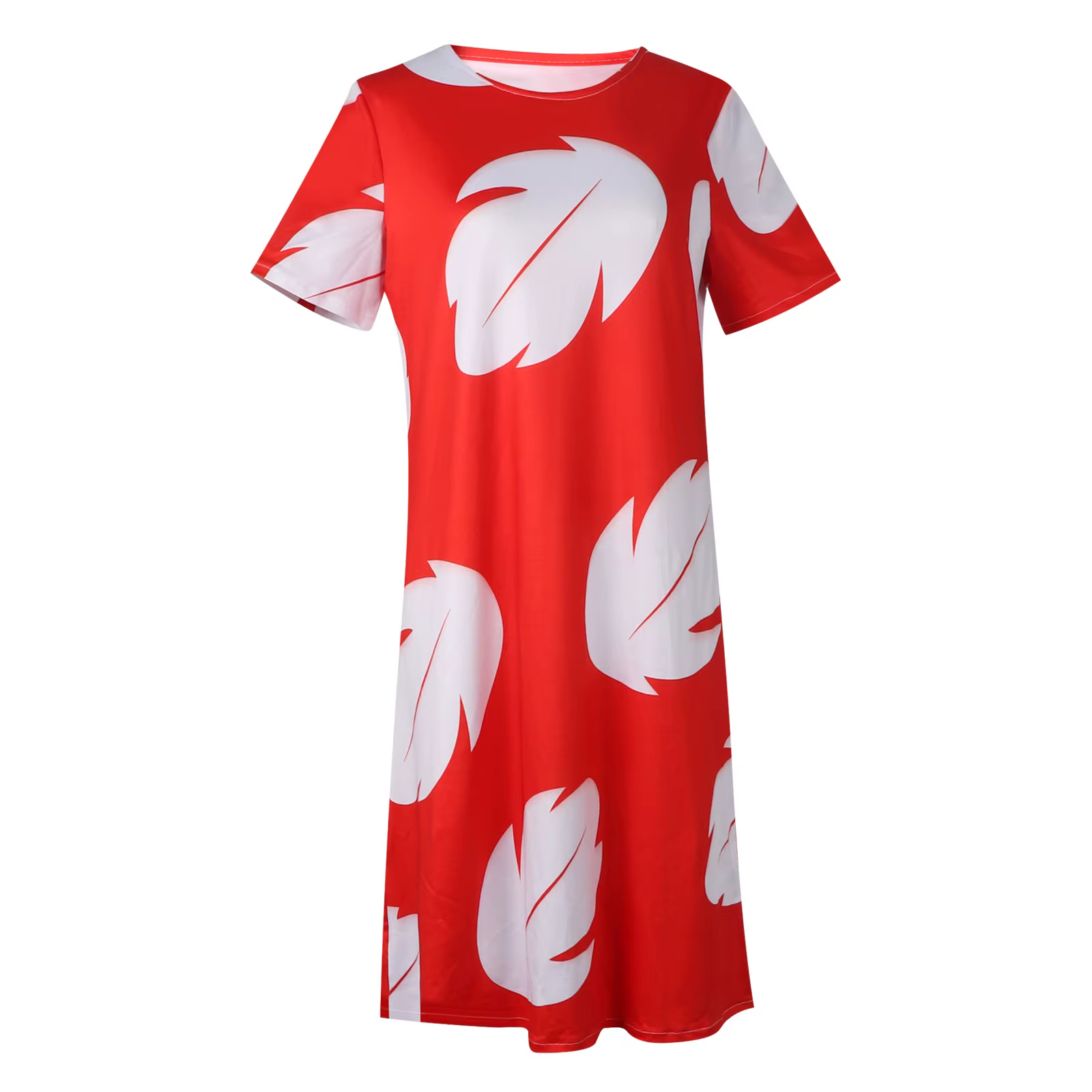 Lilo Costume femmes feuilles robe rouge pyjama à manches courtes feuille hawaïenne robe imprimée ten