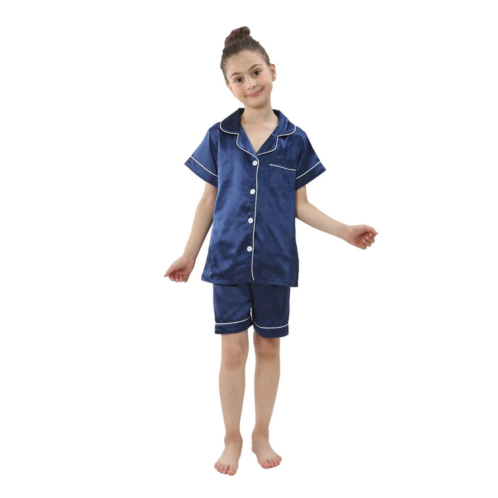 Ensemble pyjama en Satin quatre saisons pour adolescents, vêtements de maison pour enfants, vêtement