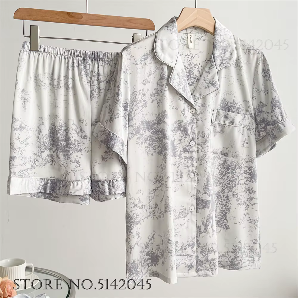 Pyjama à manches longues imprimé beige pour femmes, vêtements de nuit imbibés, surintendant ser, pri