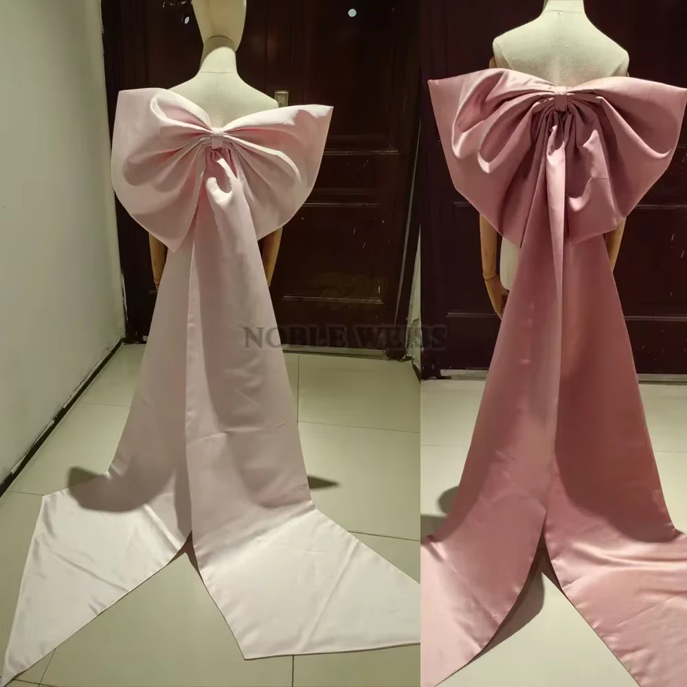 Robe de mariée en Satin à gros nœud séparé, nœuds amovibles, robes de soirée de bal, longue traînée,