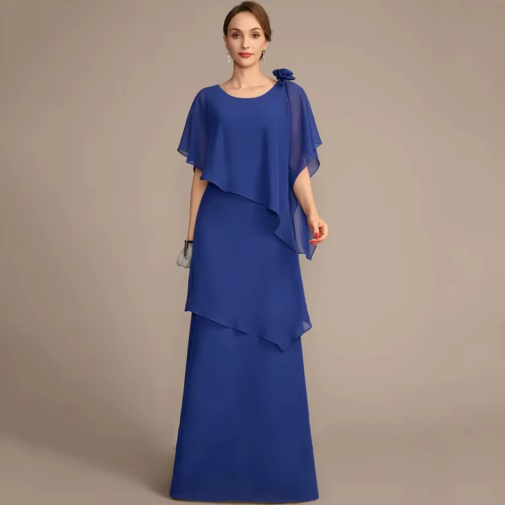 Robes de soirée pour la mère de la mariée bleu roi, à manches mi-longues, pour femmes, nouvelle coll