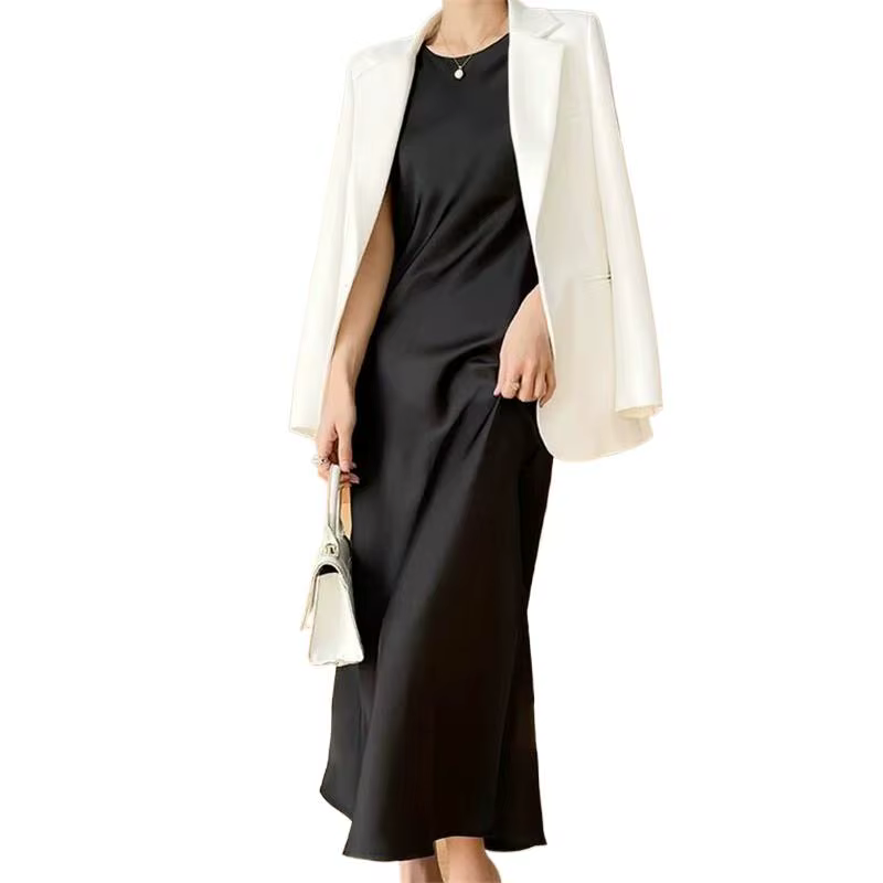 Robe longue en satin d'acétate pour femmes, maxi, mode élégante, Sexy, soie artificielle, sans manch