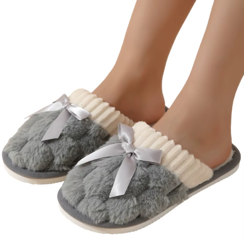 Pantoufles chaudes en fourrure douce et peluche, antidérapantes, à talon plat, pantoufles chaudes d'