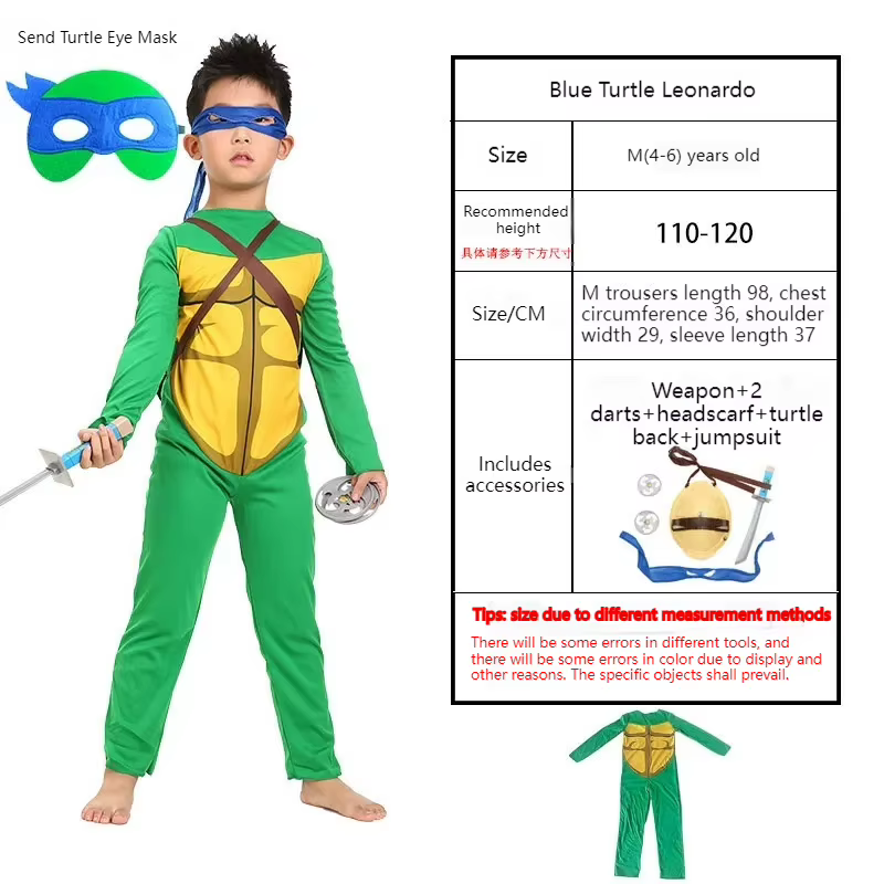 En stock – Nouveauté ! Costume de cosplay Tortue Ninja pour enfants et adolescents – Tenue de jeu de