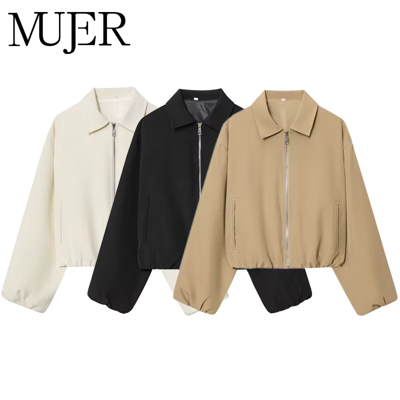 MUJER 2025 veste bombardier femme fermeture éclair bouffante vestes universitaire pour femme recadré