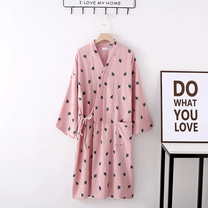 Kimono en coton à imprimé quantique pour femmes, robe longue, vêtements de nuit, vêtements de maison