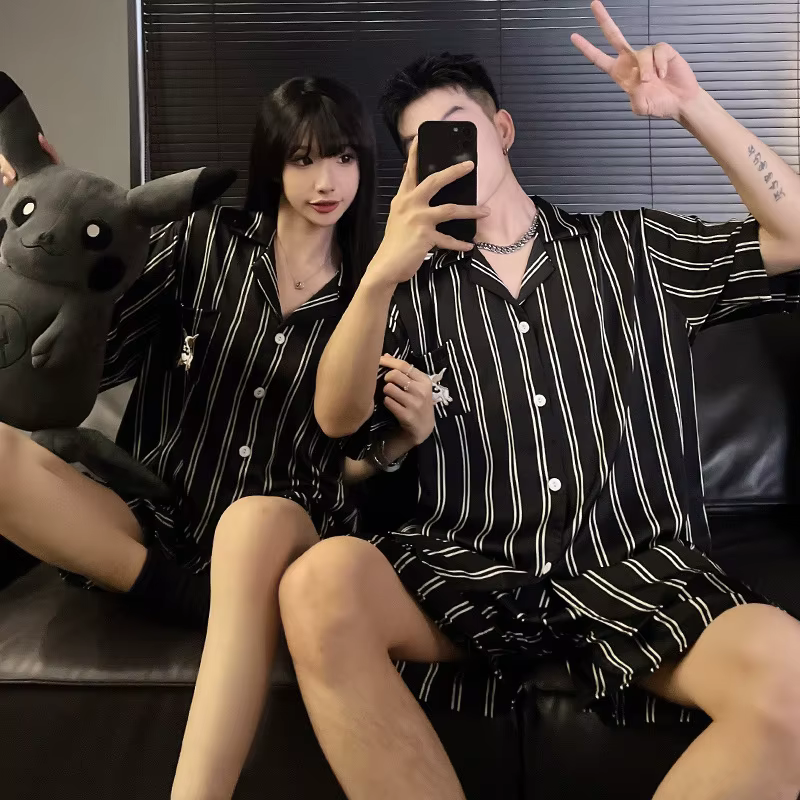 Couple pyjamas été glace soie dessin animé étudiant grande taille grande taille 00.00kg mince été ho