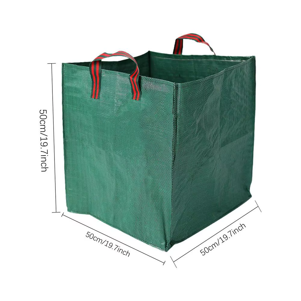 Sac poubelle de jardin carré robuste en PP tissé réutilisable pour déchets de jardin, feuilles, pelo