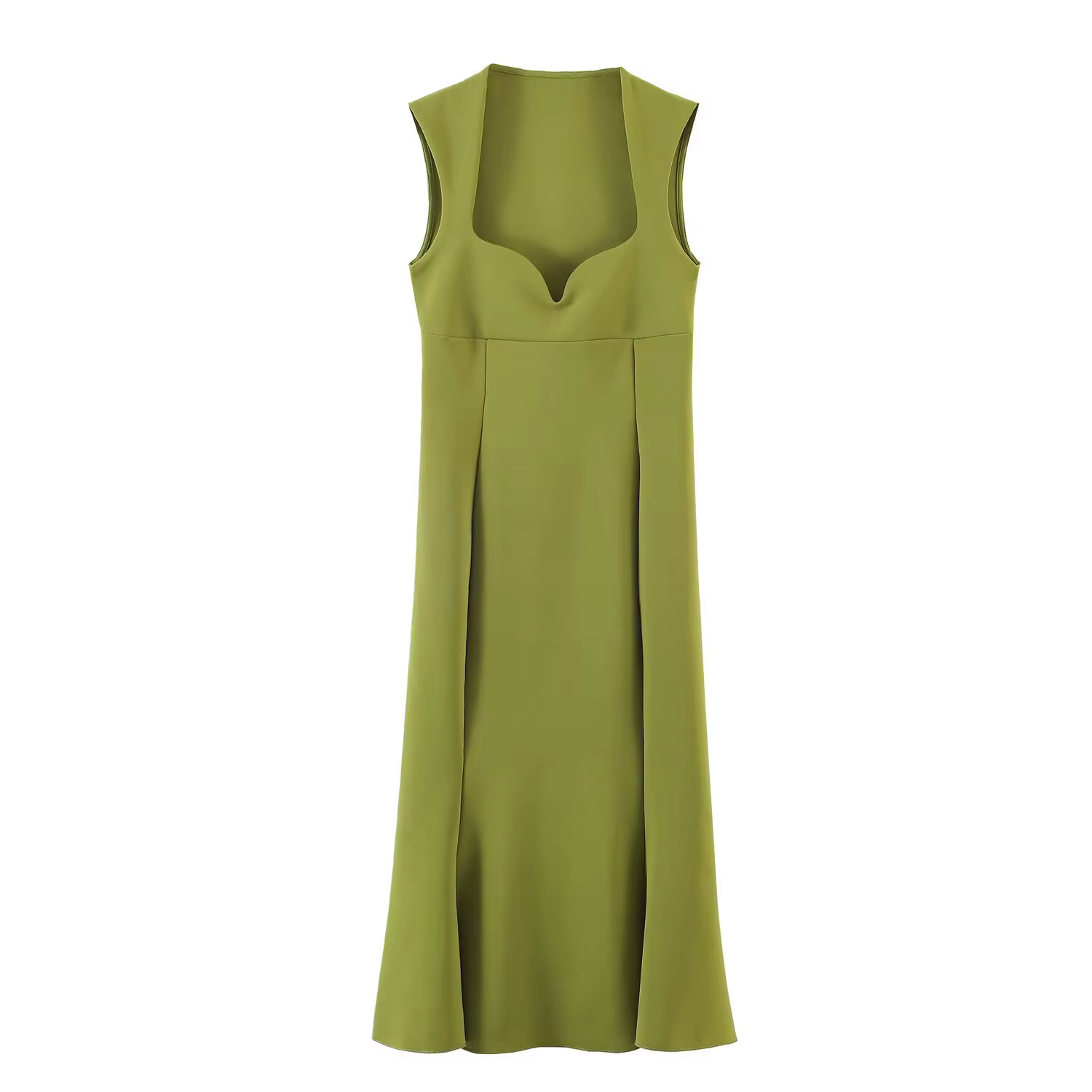 Robe midi moulante plissée sans manches en tricot uni pour femme, coupe trapèze, motif cœur, idéale 