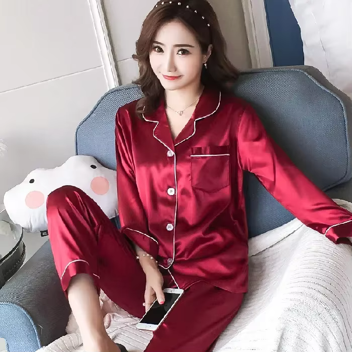 Femmes soie Satin Pyjamas ensemble vêtements de nuit Pijama femmes Loungewear Pyjamas costume femme