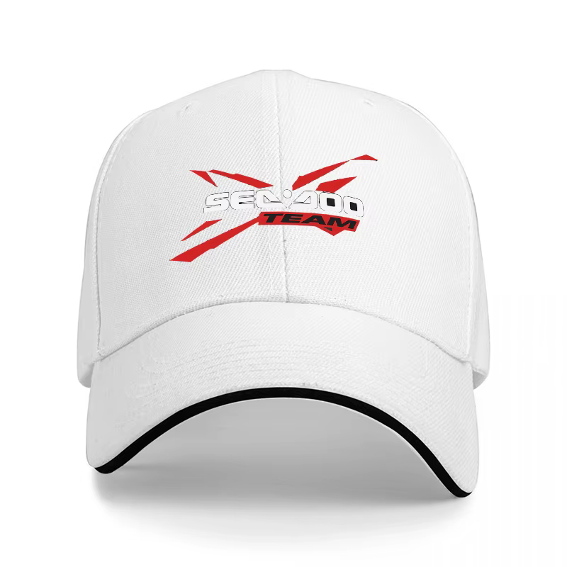 Casquette de baseball de la marque SEA DOO, noire avec logo rouge et blanc, style sportif pour les a