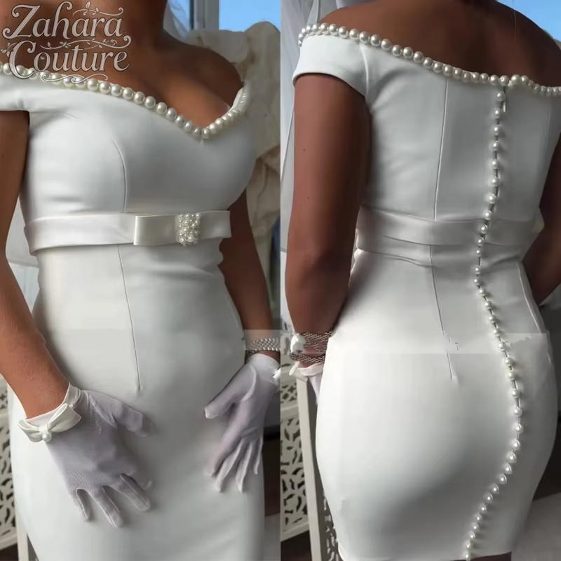 Zahara – robe de soirée fourreau personnalisée pour femmes, épaules dénudées, col en v, robe de Cock