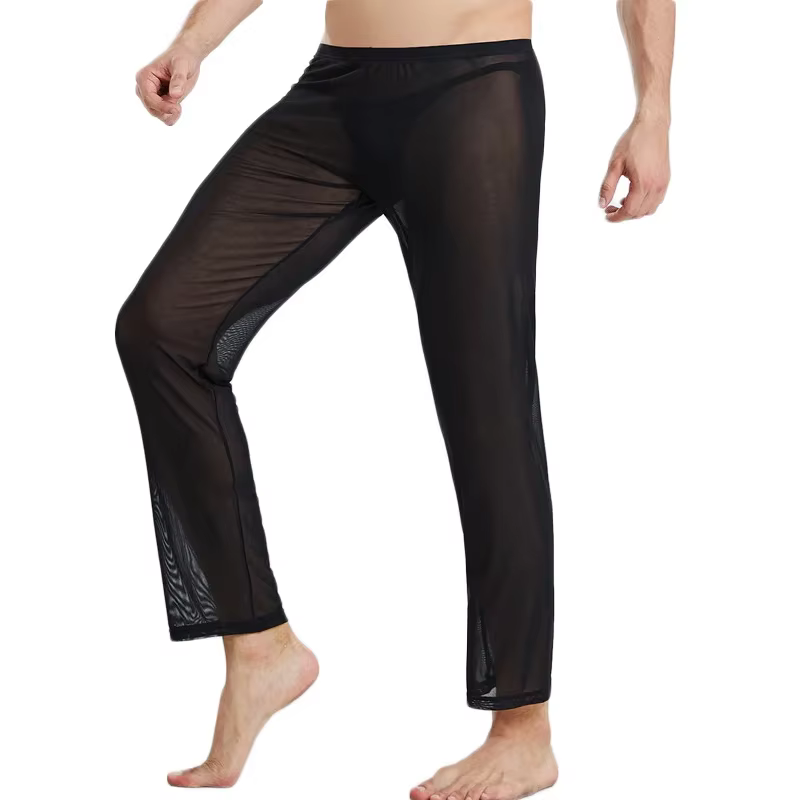 Homme bas de sommeil pantalons longs vêtements de nuit Sexy maille respirant Slip hommes pantalons d