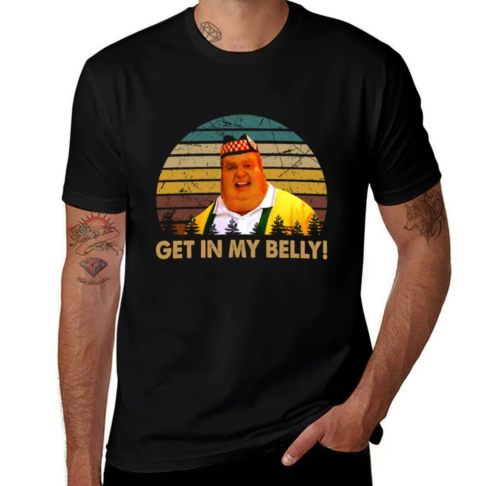 T-shirt graphique en coton pour hommes, T-shirt graphique, Hiphelicopter, Get in My Belly Poster, Ch