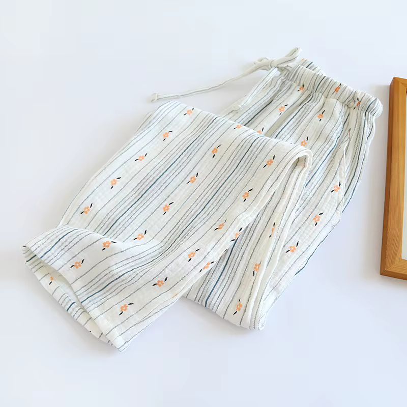 100% coton gaze femmes Pyjamas 2025 nouveau printemps/automne vêtements de nuit femme 2 pièces ensem
