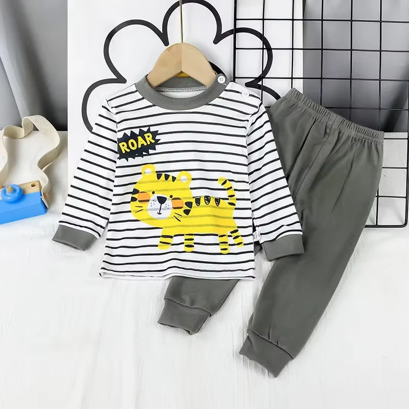 Ensemble pyjama pour enfants, garçons et filles, imprimé de dessin animé, t-shirt à manches longues,